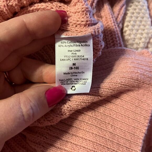 Time & Tru Medium Pink Cropped Sweater W/ Buttons - Picture 9 of 12